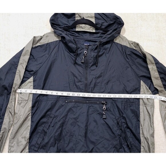 VTG 90s Gap Anorak Pullover XL Y2K Black/Gunmetal Half Zip Rain Hoodie Gorpcore - Picture 3 of 6